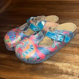 Calceo clog shoes size 39 colorful Peace and love nice